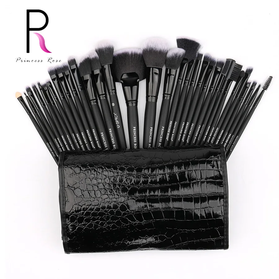 Princess Rose Brand 32pcs Professional Full Make Up Kit Makeup Brushes Set Bag For Foundation Blush