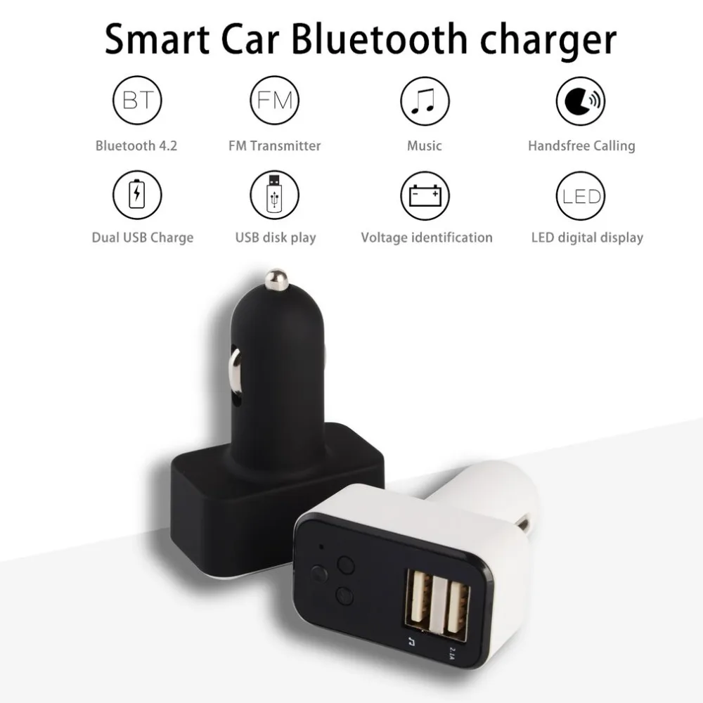 2100mah Intelligent Dual USB Car Charger Bluetooth MP3 Music Player Support FM Radio Hands Free
