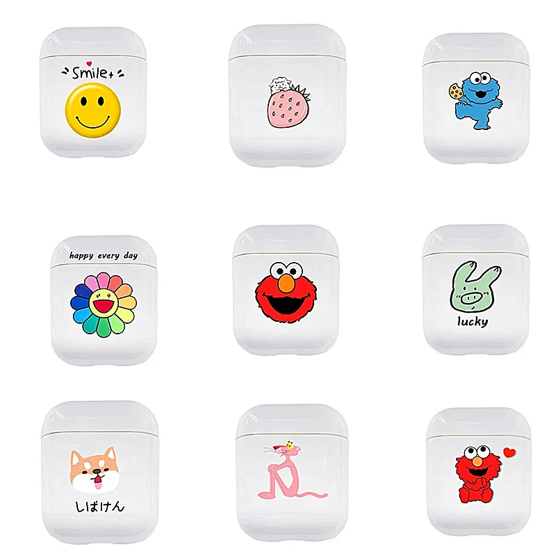 

Airpods case Transparent Earphone Case For airpods 1 2 Cover Cartoon Bluetooth Hard PC Wireless Headphone protective Box Bag