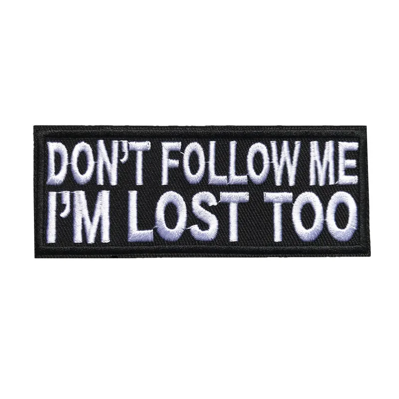 

10CM Black Embroidered Letters Sew Iron On Patches I AM lOST Badges For Bag Jeans Hat T Shirt DIY Appliques Craft Decoration