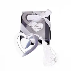 Свадебные сувениры Двойное сердце Закладка для вечерние сувениры из нержавеющей стали с кисточками