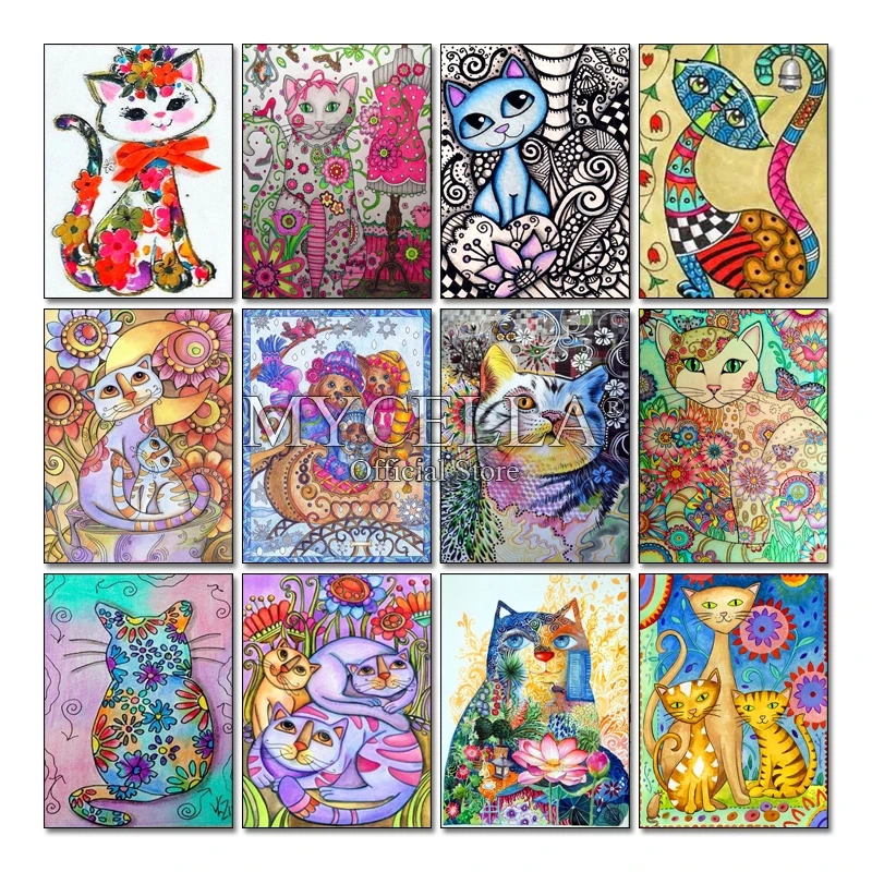 

Diamond Painting Cat Pattern DIY 3D Full Drill Rhinestones Mosaic Diamond Embroidery Animal Cross Stitch Needlework Home Decor