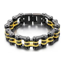 Для мужчин желтый двигатель велосипед для цепного привода мотоцикла цепь браслет мужской черный из нержавеющей стали байкер велосипед ювелирные изделия Прямая