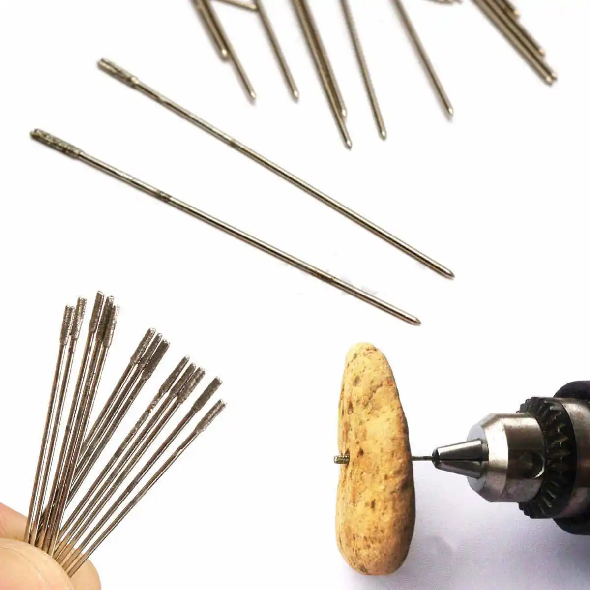20pcs/set Solid Diamond Coated Drill Bits Hole Lapidary Needle Jewelry Agate 1mm New
