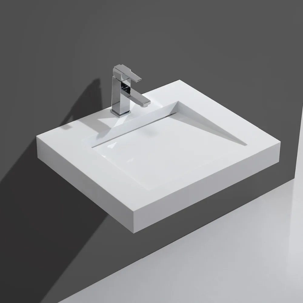 

Direct Factory Price KKR Artificial Stone Solid Surface Rectangular Wall Hung Wash Basin Bathroom Sink By DHL Fast Shipping
