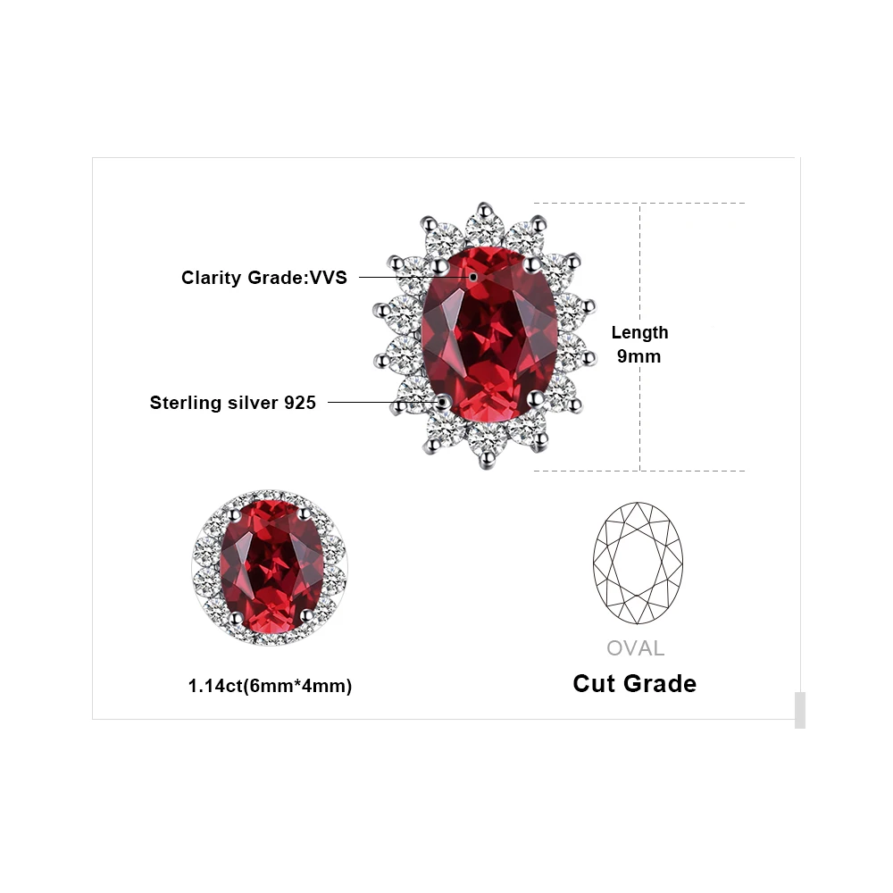 JewelryPalace Принцесса Диана Уильям Кейт Миддлтон 1.3ct натуральный гранат нимб серьги