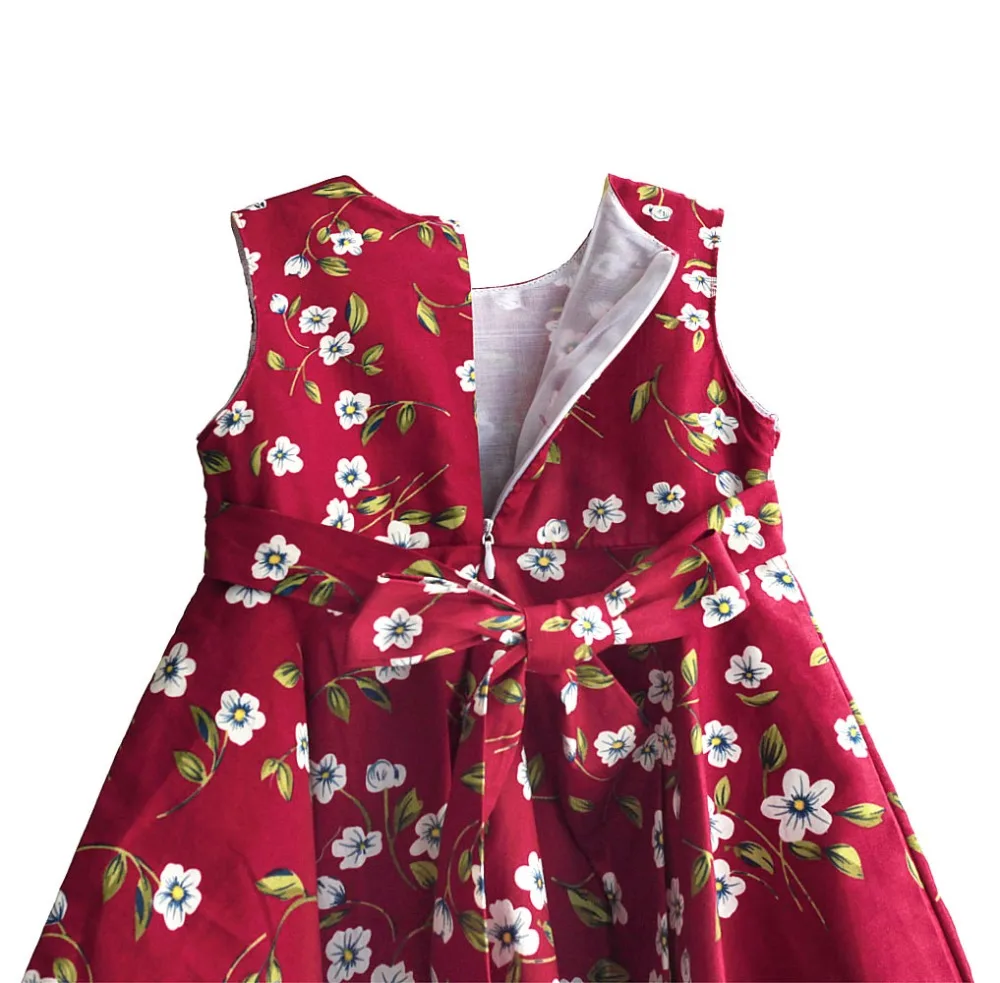 Hetiso/платье для девочек, Красные праздничные платья принцессы с цветочным принтом на свадьбу, Детский сарафан с галстуком-бабочкой, vestido nina