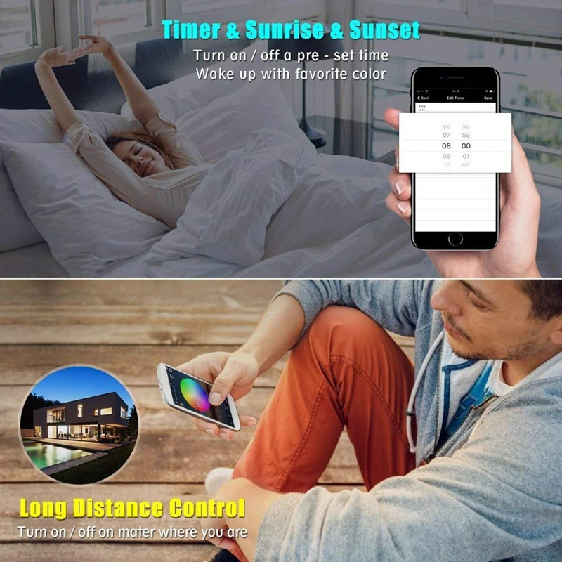 IOS Android Phone APP Amazon Alexa Google Assistant Voice Control Single Color RGB RGBW Pixel Mini Bluetooth WiFi LED Controller