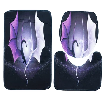 

3Pcs/Set Dragon Print Non Slip Toilet Bathroom Pad Floor Mat Rug Carpet Absorbent Pedestal Rug Lid Toilet Cover Bath Mat