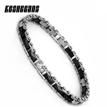 19 см черный белый керамический жесткий Браслет Нержавеющая цепь кристаллический браслет для женщин Элегантная Модная Свадебная вечеринка ювелирные изделия