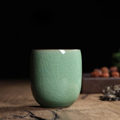 1 шт шесть цветов Китайский Longquan Celadon фарфоровая кунг-фу чайная чашка чайное блюдце чаша для чая 155 мл, китайский чайник кофейная чашка - Цвет: Ge Kiln Plum Green