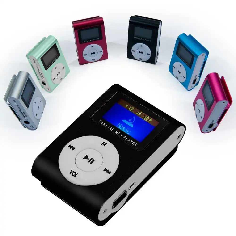 OcioDual Мини Черный MP3 плеер с зажимом ЖК экран и fm радиоприемник алюминий до 32 ГБ Micro