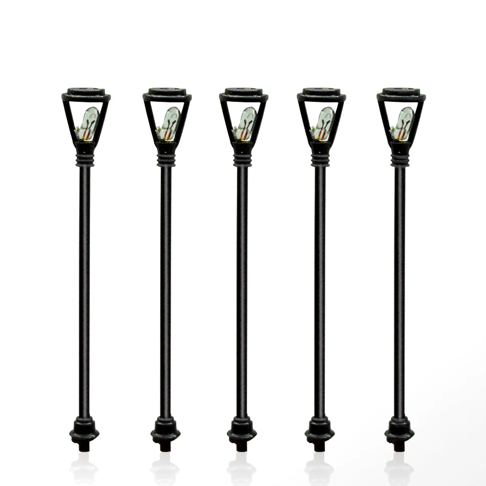 1:150 échelle 6cm modèle lampe de lampadaire de jardin unique chemin de fer paysage tête modèle lumières avec fils et ampoules pour paysage bricolage Kits (lot de 100)