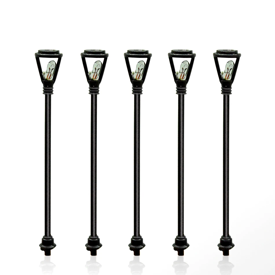 

HO Scale 1:100 Model Garden Lamppost Lamp Single Head Model lights with Wires and Bulbs for Landscape