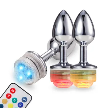 LED Colorful Light Metal Anal Plug NO Vibrator Masturbator For  Adult Game Anal Dildo Erotic Toys Intimate Goods Vagina Massager 3