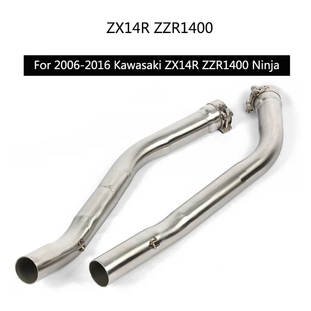 ( Mid Pipe ) For Kawasaki ZZR1400 Ninja ZX14R 2006-2016 Exhaust Pipe Slip On 51 mm Motorcycle Rear Exhaust Pipe Stainless Steel - - Racext 1