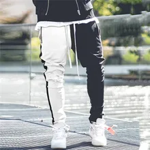 Новые летние мужские длинные уличные Лоскутные повседневные штаны уличная молния эластичные повседневные Модные узкие брюки# E03