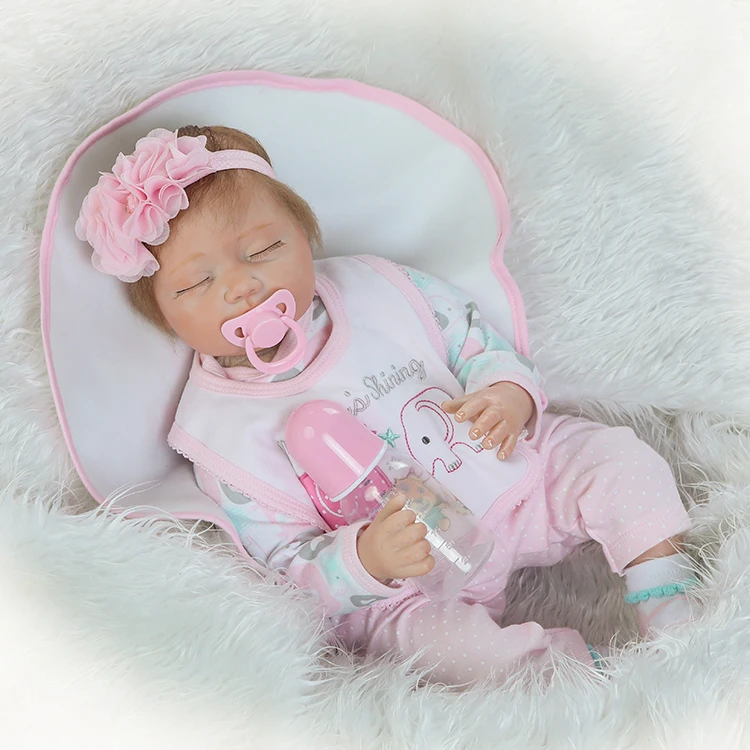 22" silicone dolls reborn soft cotton body real sleeping ...