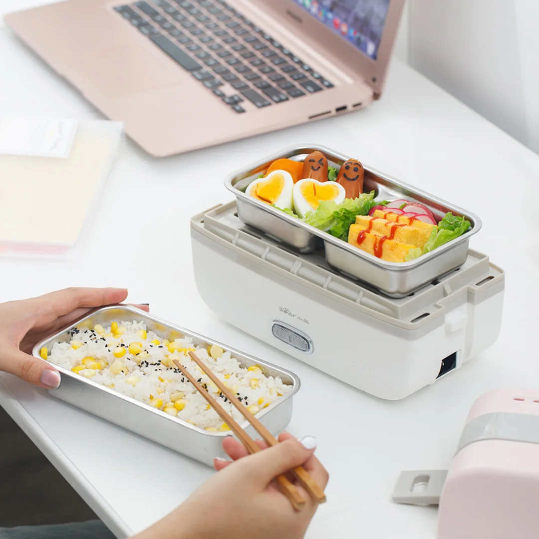 Bear Electric Heating Lunch Box 270w/0.5l Double Layer Plugged In To Heat Preservation Cooking Portable lunch box From xiaomi