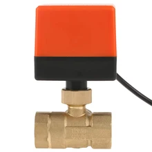 Шаровой клапан AC 220V латунь Электрический моторизованный шаровой клапан 2 Way 3 провода 1.6Mpa нить DN15 DN25