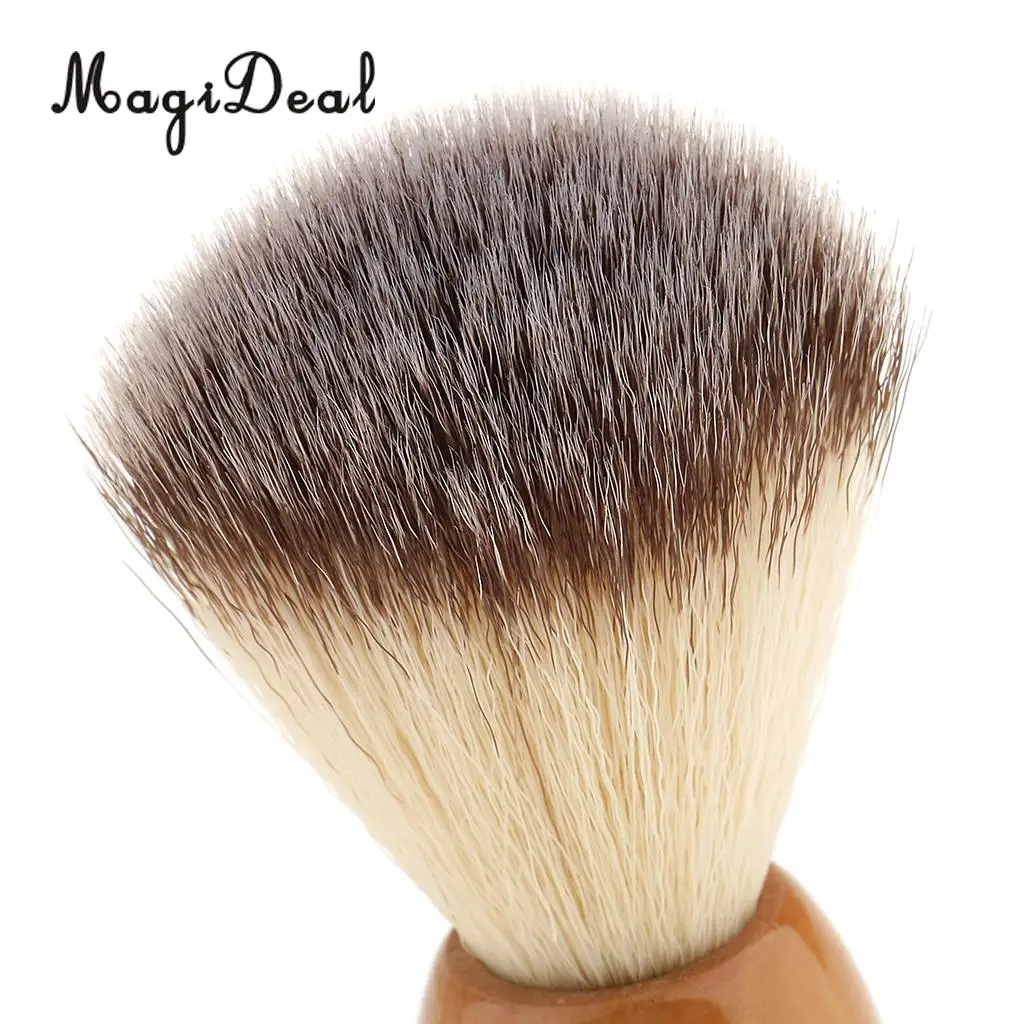 Natural Wooden Handle Shaving Brush + Wood Mug Cup Bowl Set for Men Barber
