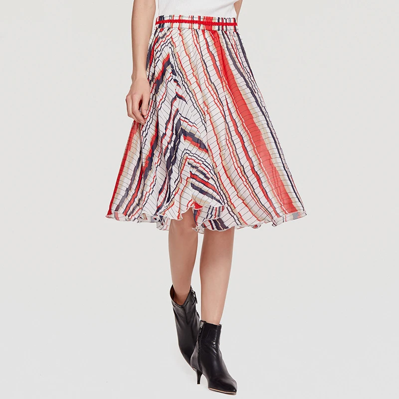 

Wasteheart Summer Bohemian Women Fashion Sexy Skirt High Waist Skirt Plaid Long Skirts Casual A-Line Chiffon Geometric Plus Size