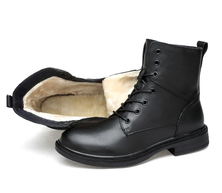 Reetene/модные черные повседневные мужские ботинки; Зимняя мужская обувь на шнуровке; однотонная зимняя удобная обувь; крутые Демисезонные ботильоны