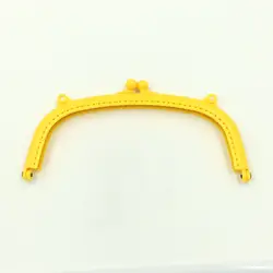 Лимонно желтый пластик клатч дуги рамки поцелуй застежка кошелек сумка ручка для сумки 16 см