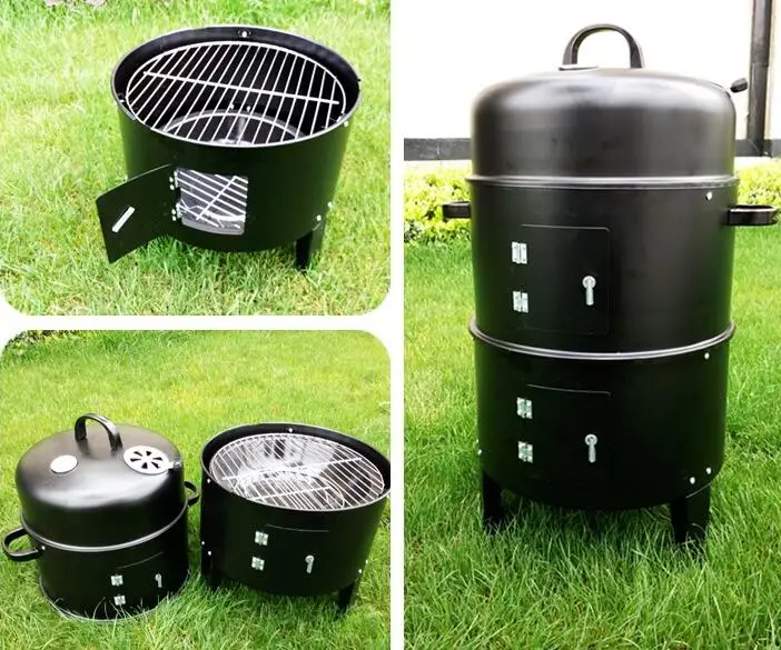 DIY курильщик барбекю гриль круглый уголь плита Открытый бекон портативный для 40x80