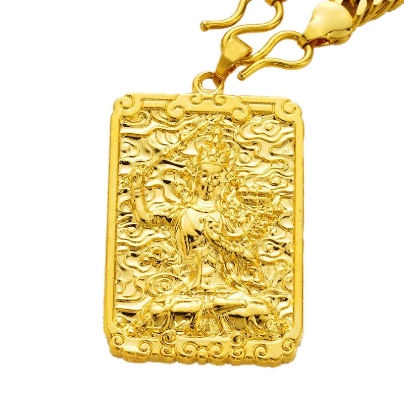 Высокое качество уникальный натуральный 24 К Золотой резной Будда счастливый амулет кулон ожерелье для женщин мужчин Таиланд подвески-амулеты ювелирные изделия