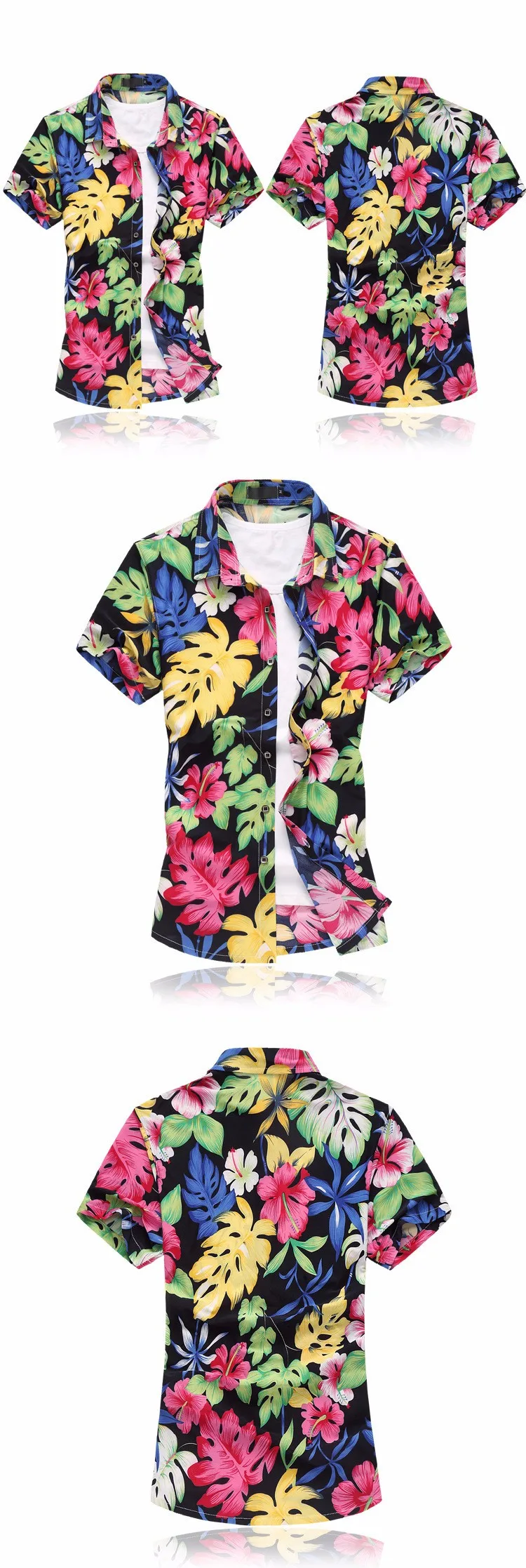 Brand Clothing 2017 Summer New Arrival Fashion Casual Mens Short sleeve Floral Shirts 5XL 6XL Plus size hawaiian shirt