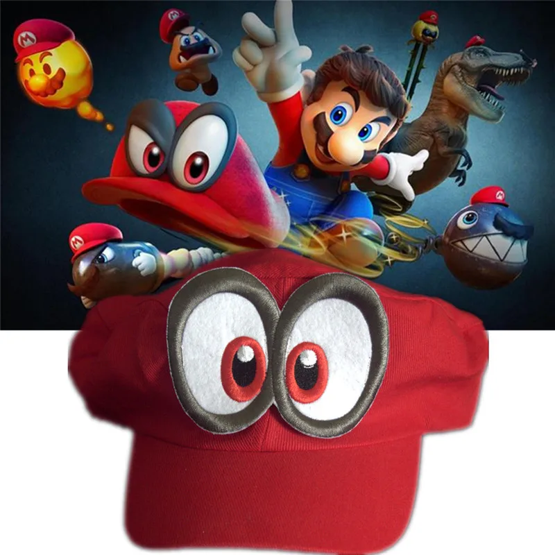 Game-Super-Mario-Odyssey-Hat-Adult-Kids-Anime-Cosplay-Cap-Handmade