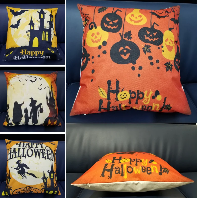 

New Arrival Hallowmas Pillow Cover 18x18 Inch Cushion Bedroom Home Office Decorative Pillowcase Square Zipper Yellow Pillow Case