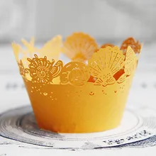 Оранжевый Кружева океан пляж свадебное украшение для кексиков бумажные кексы чашки торт День рождения, детский душ выпечки чашки обертка