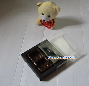 

100pcs/lot Transparent Clear PVC 4 chocolate box. Transparent PVC chocolates boxes candy box brief elegent macaron packing