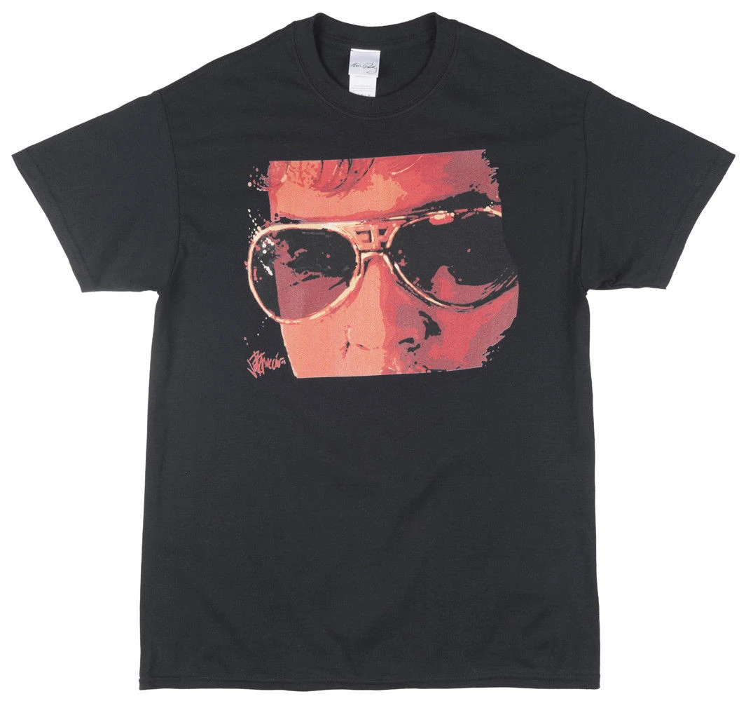 Elvis Presley sol de manga corta King Rock y camiseta de Rock n Roll hombres negro|Camisetas| -