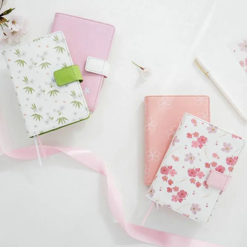 A5 Hard Cover Leather Gift Box Set Notebook Handbook Cute Journal Diary Notepad Schedule Planner Notebook for School D40