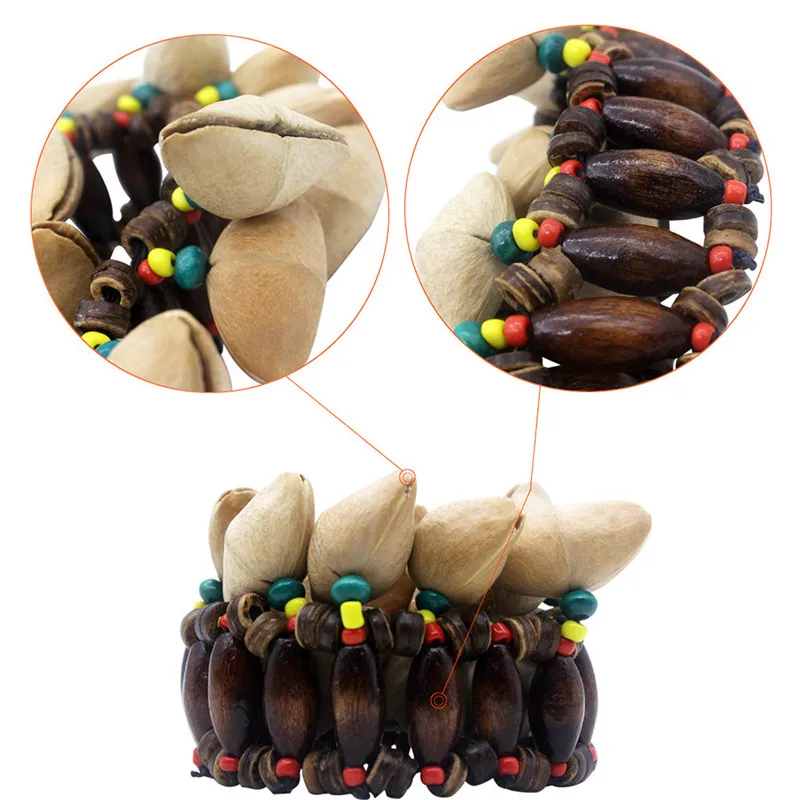 Handmade Nuts Shell Bracelet Wooden Handbell For Djembe African Drum