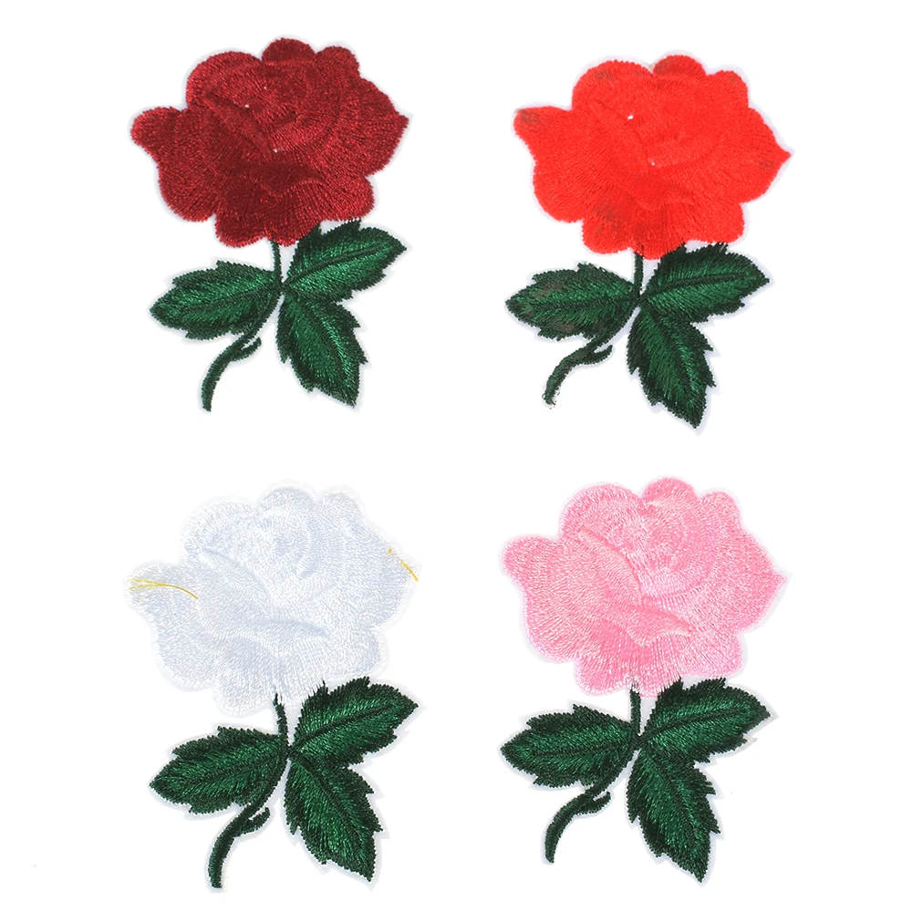 

Polyester Applique Rose Flowers Patch Embroidered Sew on Clothes Bags Patches Handmade DIY Craft Ornament Fabric Sticker