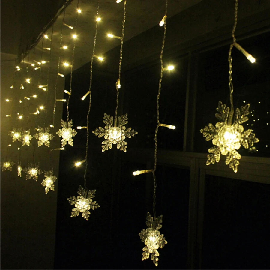 Holiday Lighting 3.5M 96 LED Snowflake Fairy Curtain LED String Lights Outdoor Christmas Lights For Home Party Xmas Decoration Holiday Lighting 3.5M 96 LED Snowflake Fairy Curtain LED String Lights Outdoor Christmas Lights For Home Party Xmas Decoration