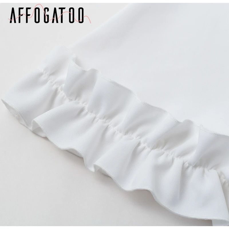 Afogatoo сексуальное вечернее платье с открытой спиной и рюшами женское элегантное Плиссированное Летнее белое платье с высокой талией повседневное короткое платье vestidos