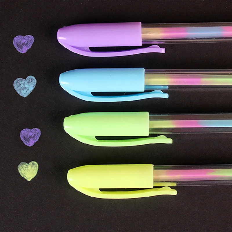 

4PCS/lot Rainbow Color Gel Pen 6 In 1 Color Pens DIY Album Photo Decoration Highlighter Marker Pen Office Supplies
