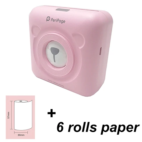 Pink 6 Paper Мини Карманный фотопринтер мобильный принтер печатающий фотографии с телефона портативный принтер - Цвет: Pink 6 Paper