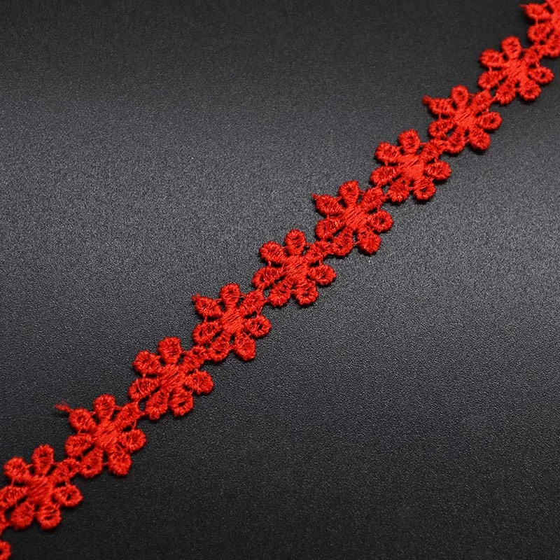 5 ярдов красочные кружева цветок для платья кружевные ленты с отделкой Вязание свадебные вышитые DIY ручной работы лоскутное шитье принадлежности ремесло - Цвет: red
