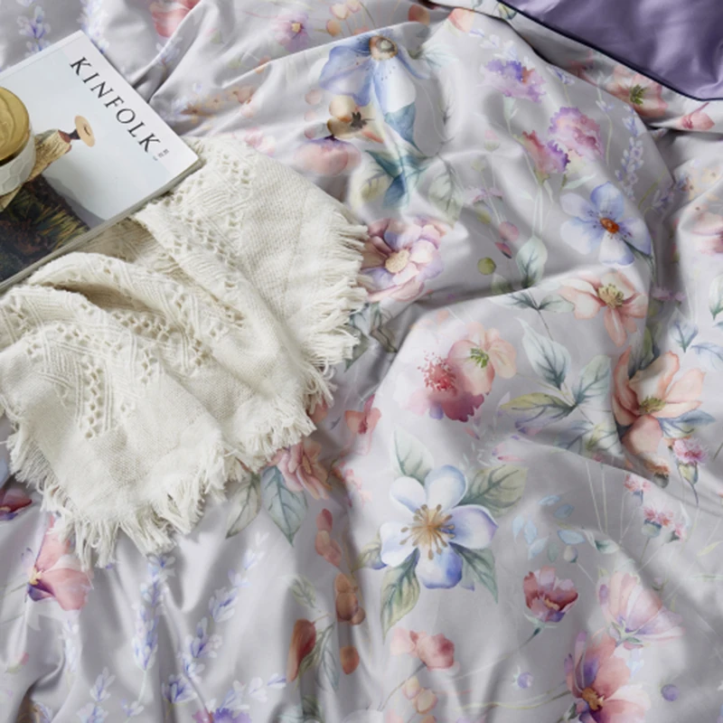 Винтажный цветочный набор пододеяльников для пуховых одеял с птицами, много цветов, шелковистый Комплект постельного белья из египетского хлопка, простыня, подушка, shams queen King size