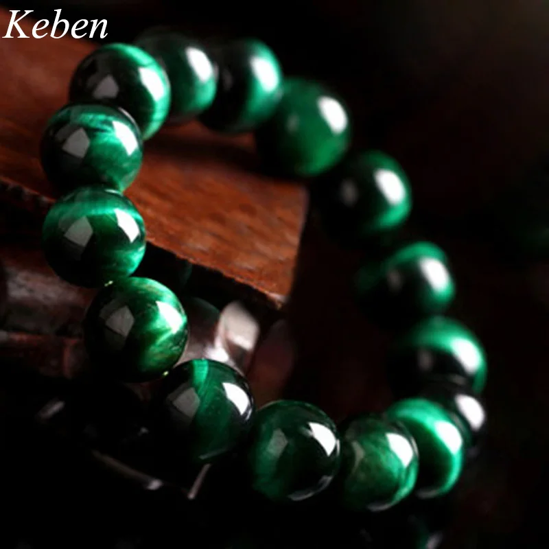 

Fashion AAA green Tiger Eye Buddha Bracelets Men Natural Stone Round Beads Elasticity Rope Men Women Charm Bracelet