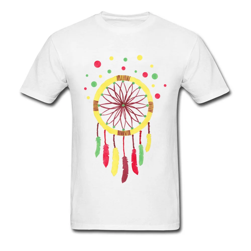 Rainbow Dreamcatcher T-Shirt for Men Casual Summer Tops Tees Short Sleeve Hot Sale Custom Tee-Shirts O Neck 100% Cotton Rainbow Dreamcatcher white