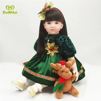 

60cm Silicone vinyl reborn baby doll toy princess toddler girl babies dolls lifelike child birthday gift kid lovely doll present