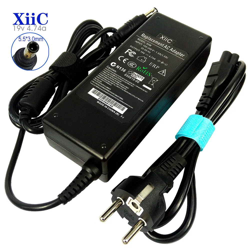 Xiic 19 V 4.74A ноутбук адаптер переменного тока для SAMSUNG R540 R530 510 R580 R428 R720 R520 R522 R65 Тетрадь Зарядное устройство переменного тока 5,5*3,0 мм