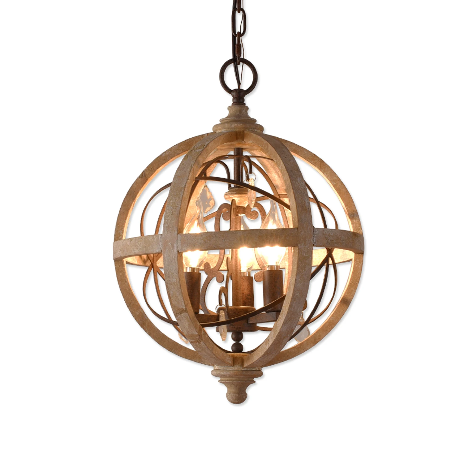 ECOLIGHT Vintage Chandelier Lighting K9 Crystal Decor Wood Retro Lamp for Coffee Bar Dining Room E12/E14 | Освещение